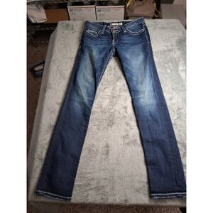 BKE Madison Skinny‎ Jeans Womens 27x31.5 Dark Wash Contrast Stitch Low Rise